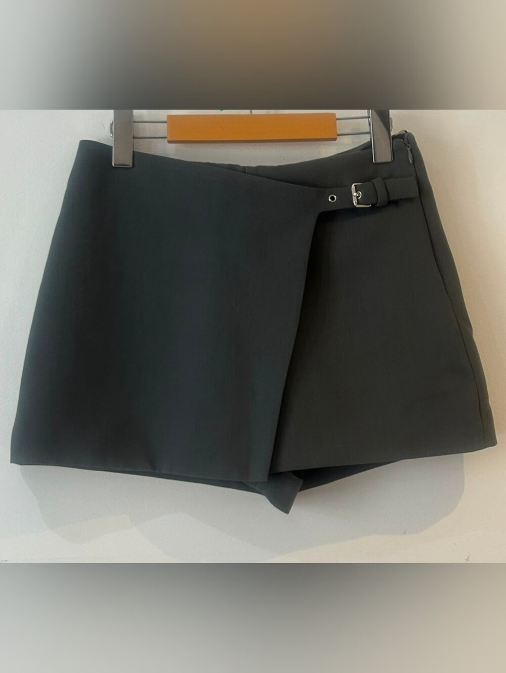 Minimalist Clean Girl Zara Dark Grey Belted Wrap Skort Office Siren Aesthetic